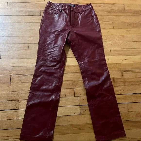 Red 100% Leather Vintage Gap Pants - Picture 1 of 8